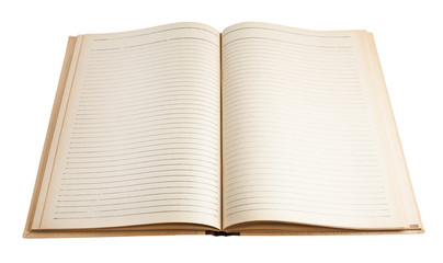 Blank open notepad isolated on white