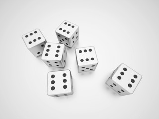 Six dice rendered