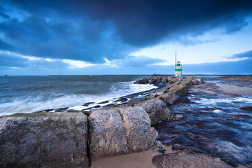 lighthouse on North sea coast, Ijmuiden, Holland