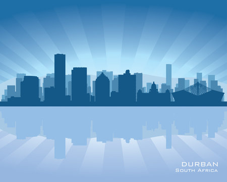 Durban South Africa city skyline silhouette
