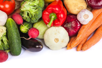 Group of fresh vegetables isolated on white