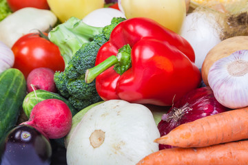 Group of fresh vegetables isolated on white