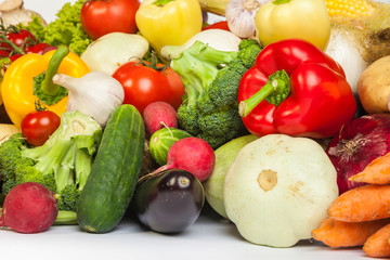 Group of fresh vegetables isolated on white