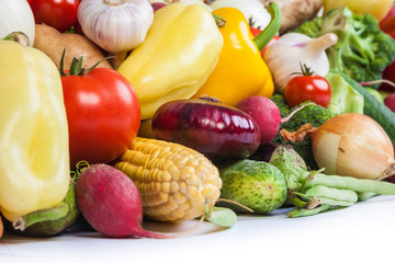Group of fresh vegetables isolated on white