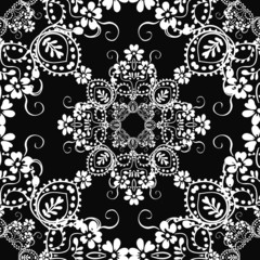 Classic decorative seamless vector black-and-white texture