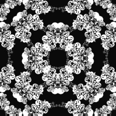 Classic decorative seamless vector black-and-white texture