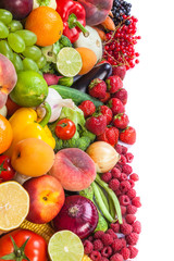 Huge group of fresh vegetables and fruits