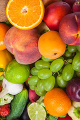 Huge group of fresh vegetables and fruits