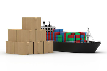 Obraz premium Cargo ship and luggage’s..