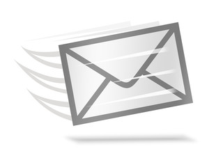 e-mail vettoriale icona in bianco e nero che vola