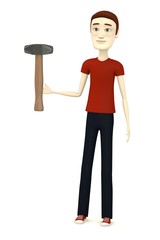 3d render of cartoon character with blacksmith hammer