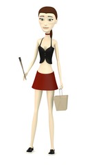 3d render of cartoon character with asian food dish