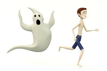 3d render of cartoon character with ghost