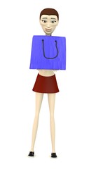 3d render of cartoon character with giftbag