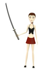 3d render of cartoon character with katana