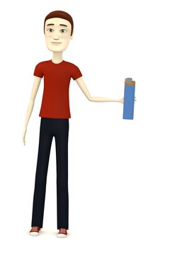 3d render of cartoon character with lighter
