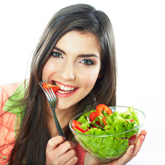 Woman eating green  salad