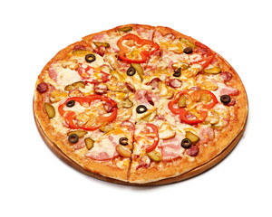Tasty pizza with vegetables,
