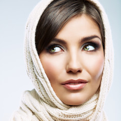 Obraz premium Woman face close up beauty portrait. Female model poses