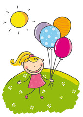 Bambina con palloncini