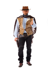Gunman in the old wild west on white background
