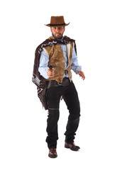 Gunman in the old wild west on white background