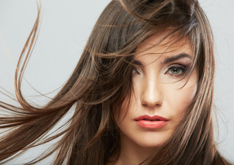 Hair style smiling woman portrait.