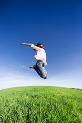 Happy woman jumping