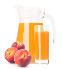 Peach fruit juice in glass jug