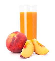 Peach fruit juice in glass