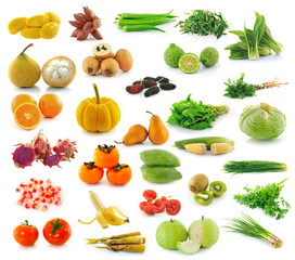 fruit and Vegetables collection isolated on white background