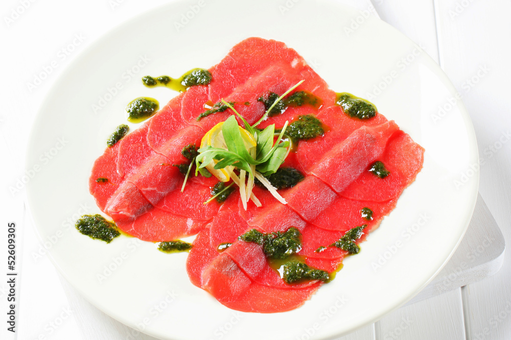 Sticker beef carpaccio