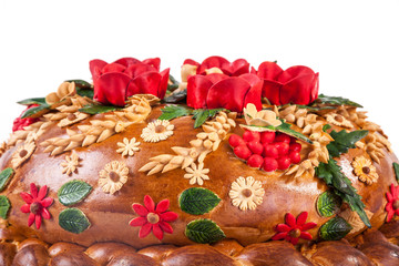 Ukrainian festive bakery Holiday Bread on white
