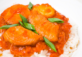 fish with vegetables and rice