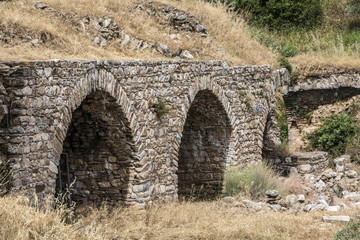Fototapeta na wymiar Aqueduct of Nysa Ancient City in Aydin, Turkey