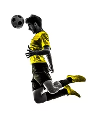 Zelfklevend Fotobehang brazilian soccer football player young man heading silhouette © snaptitude