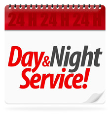 Day & Night Service! Button, Icon