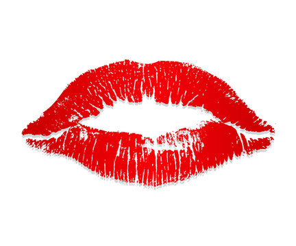 red lipstick kiss