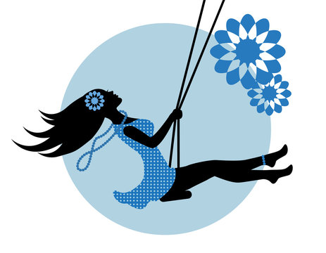 silhouette of a woman on a swing