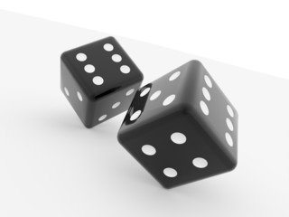 Two black dices on white
