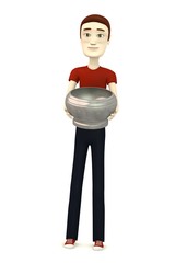 3d render of cartoon character with bowl