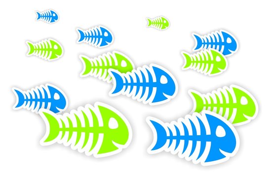 blue and green fish bone stickers