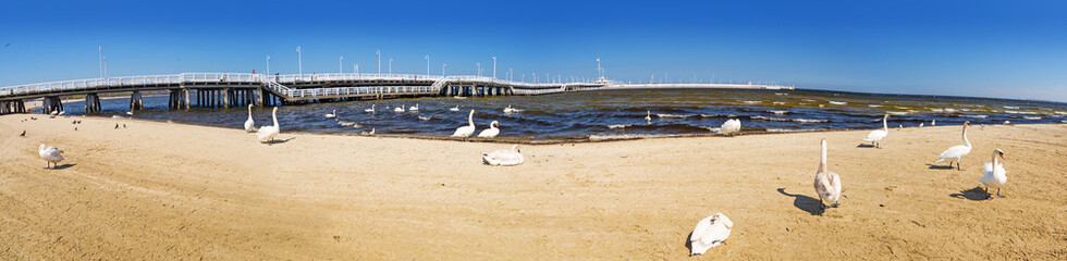 Panorama at Sopot molo - the longest wooden pier in Europe