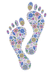 Naklejki  floral human footprints
