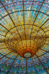 Ceiling in Misic Palace, Barcelona, Spain - obrazy, fototapety, plakaty