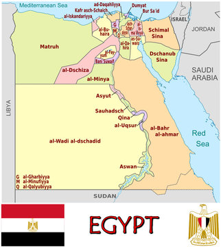 Egypt Africa emblem map symbol administrative divisions