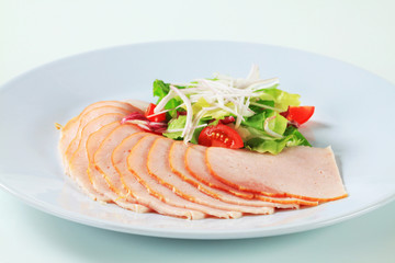 Delicately sliced chicken ham