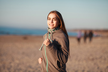 young girl is running