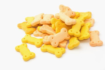 Dog food biscuit shaped like bones