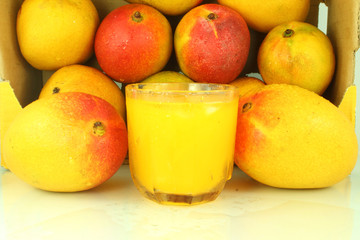 mango display with mango juice